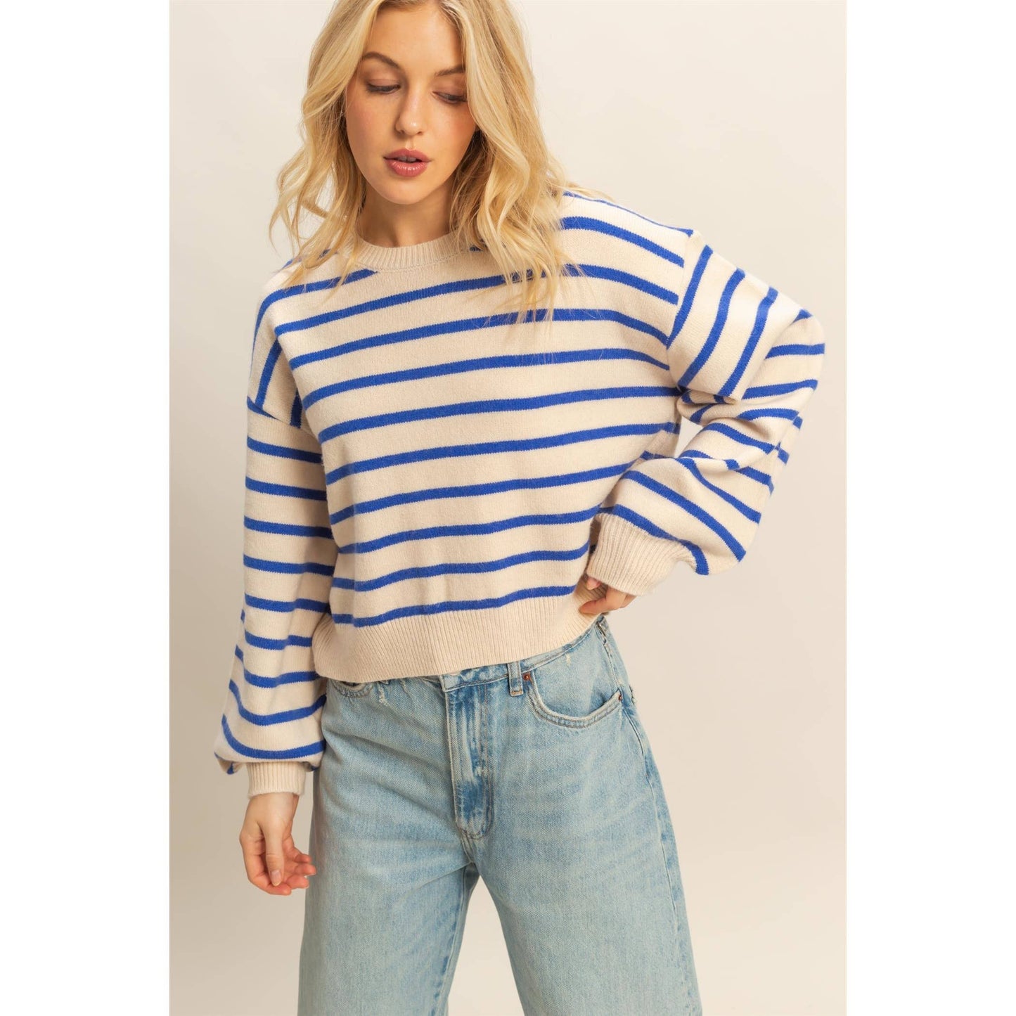 Striped Crewneck Sweater Perfect For Layering