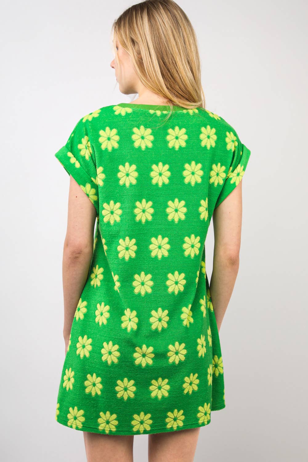 Floral French Terry Knit Mini Dress