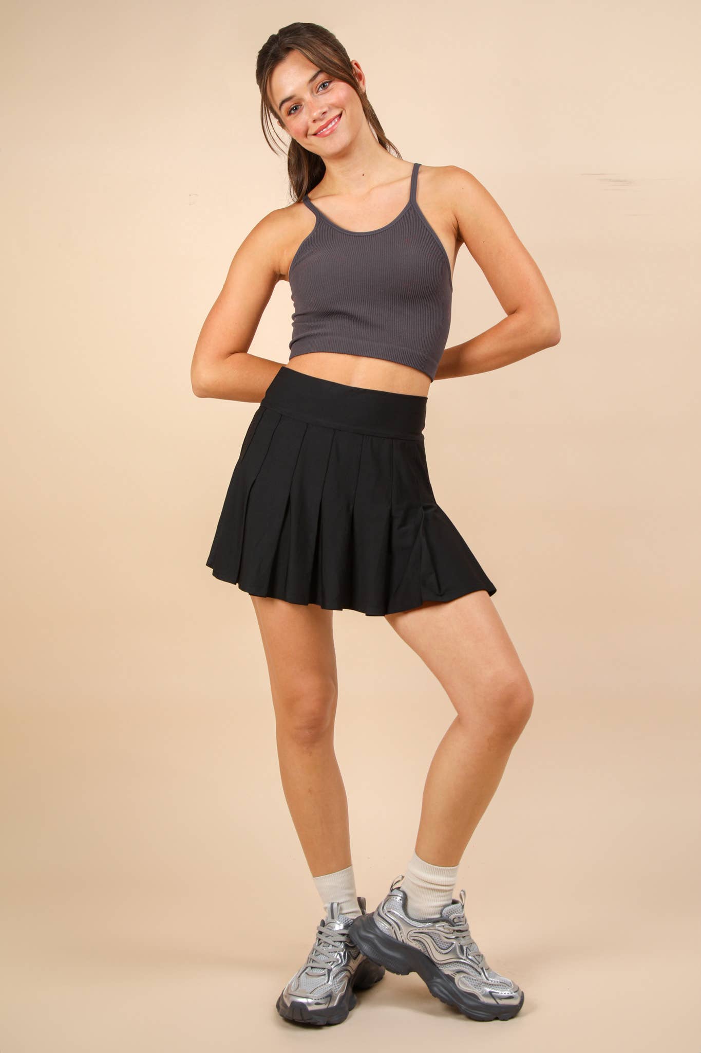 Activewear Pleated Skirt with Short Liner