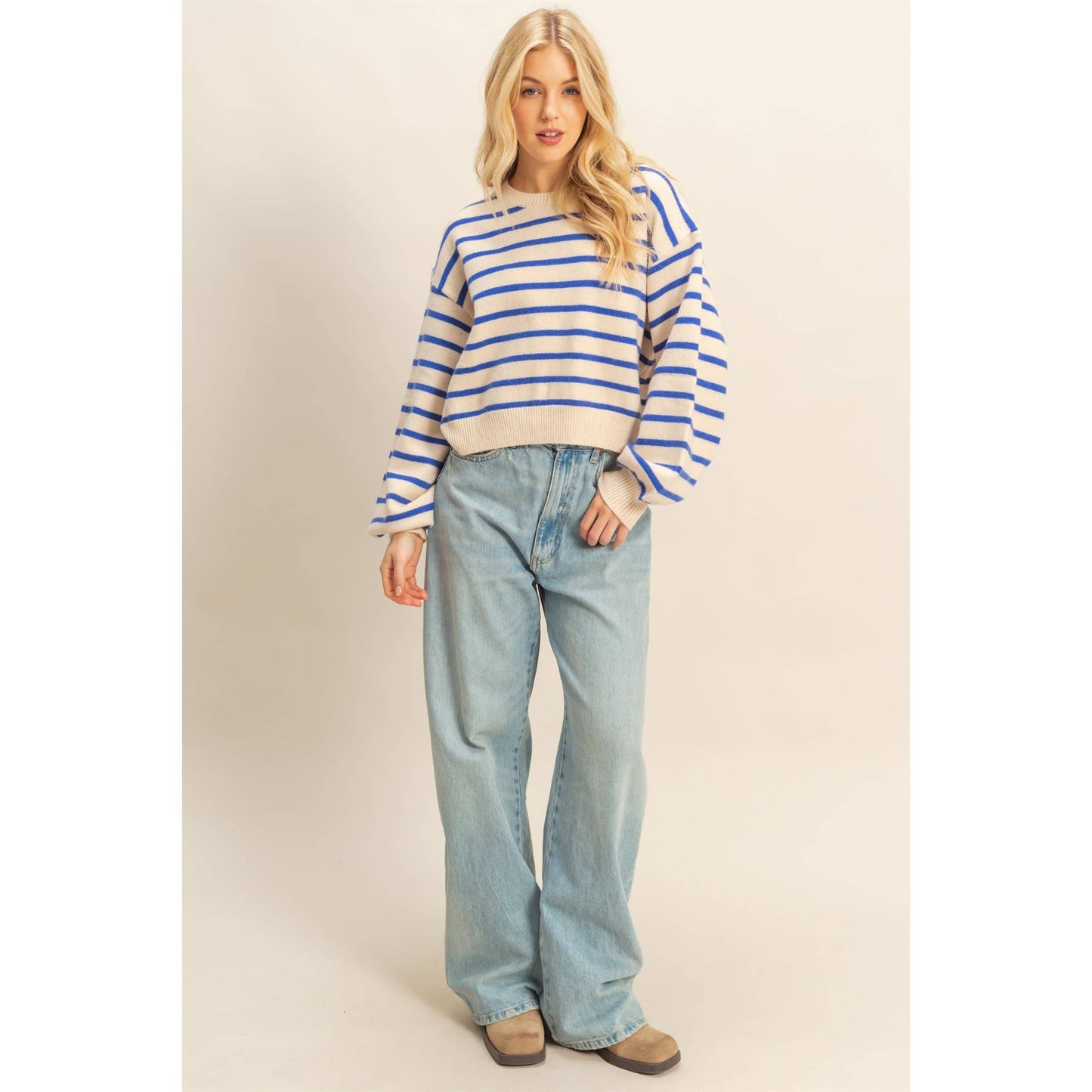 Striped Crewneck Sweater Perfect For Layering