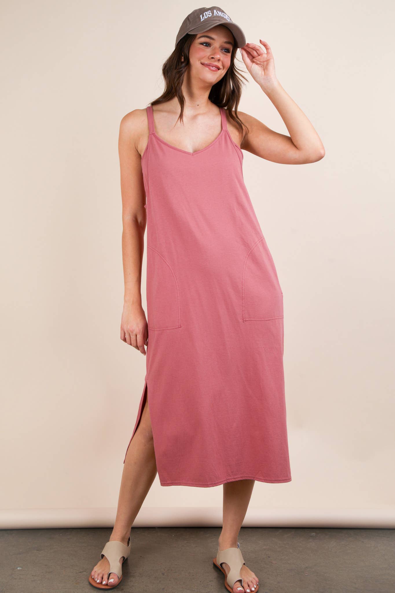 V-Neck Sleeveless Casual Comfy Midi Dress