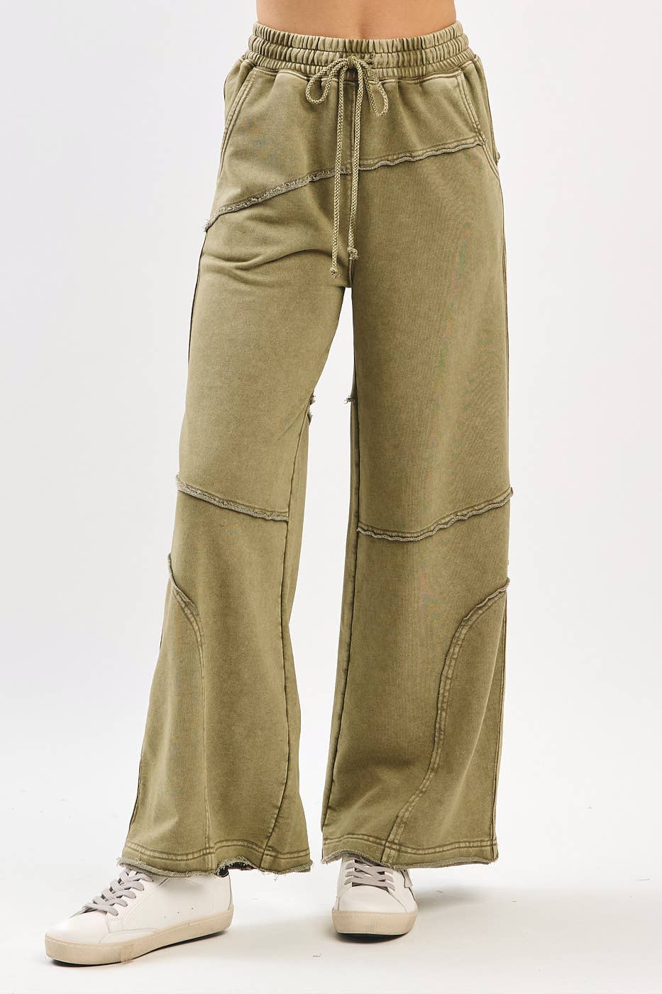 ASYMMETRIC SEAM MINERAL WASH PANTS