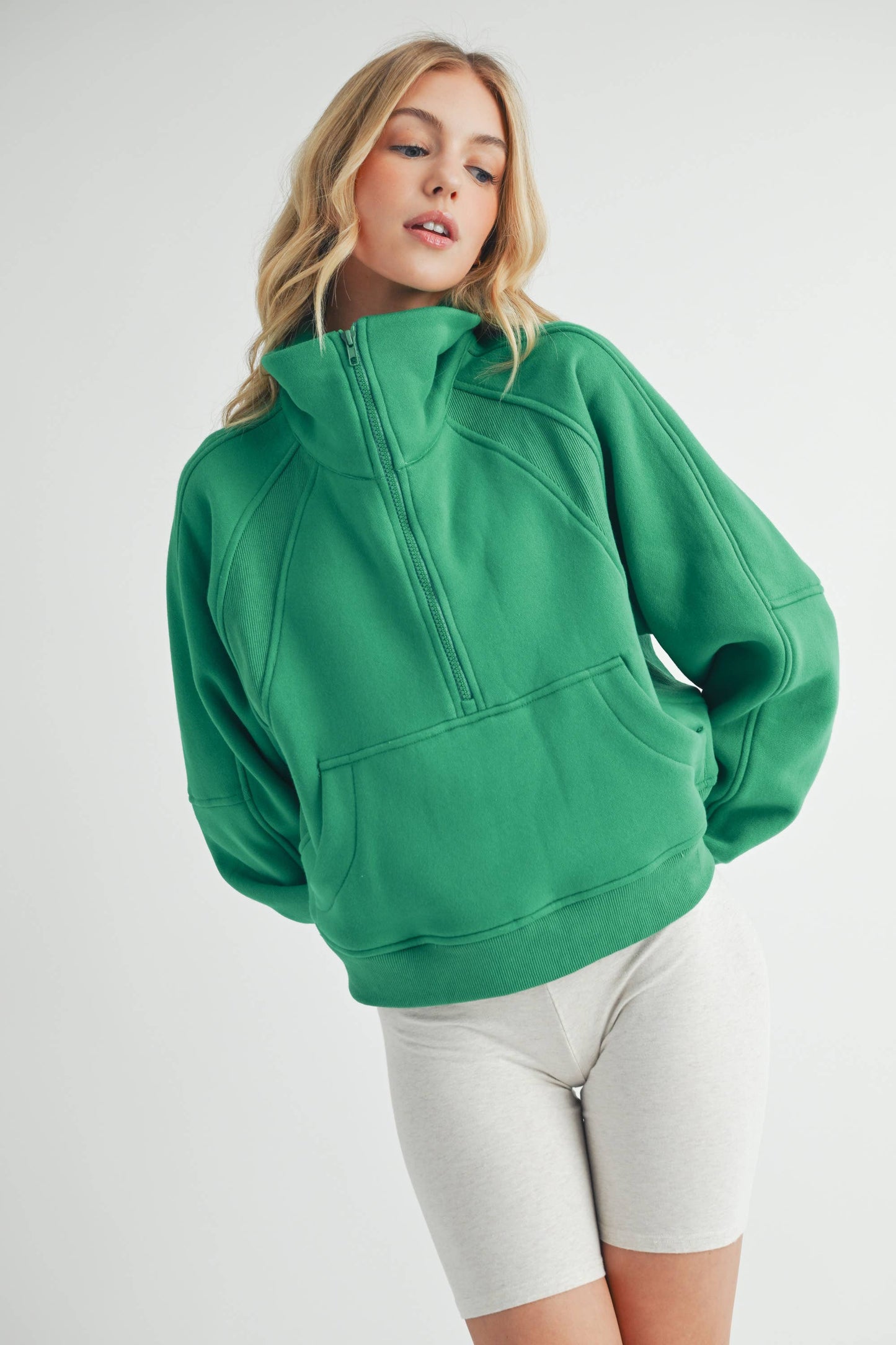 Dove Funnel Neck Half Zip Pullover