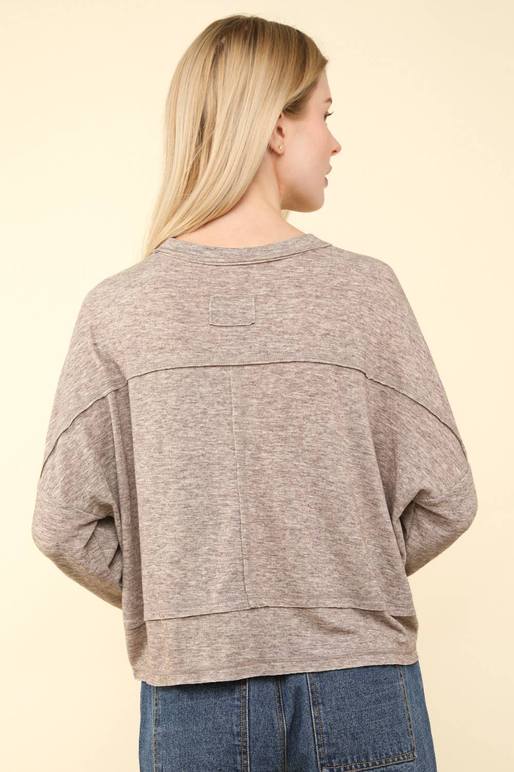 Oversized Casual Knit Top: MOCHA