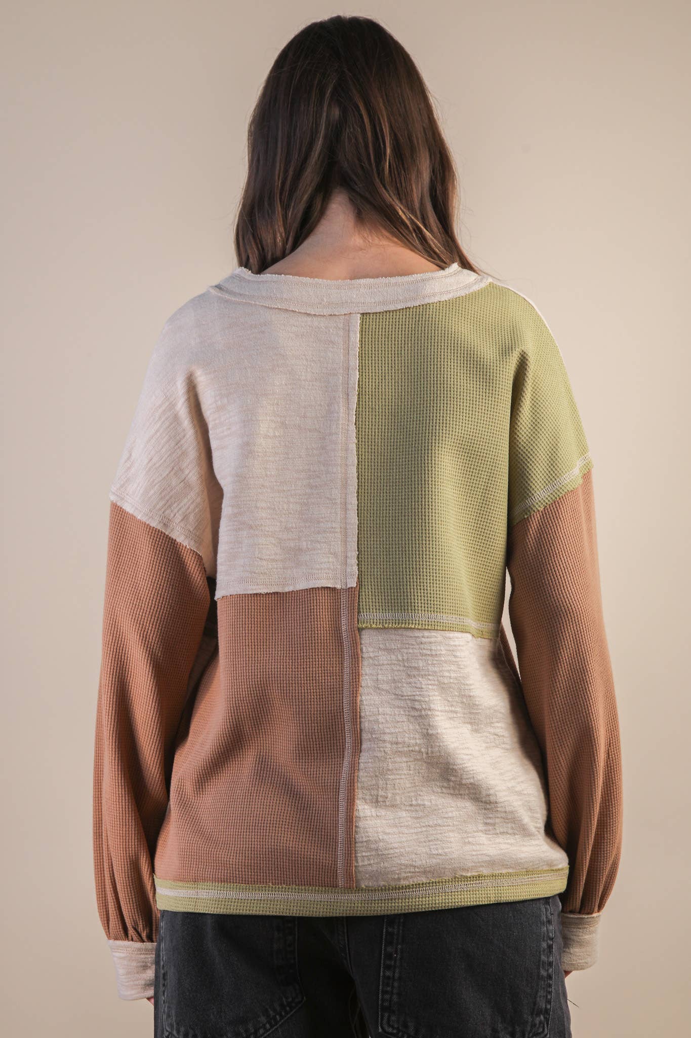 Oversized Color Block Casual Knit