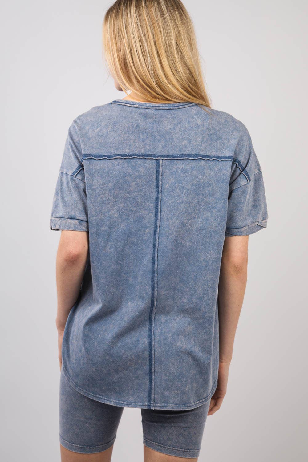 Washed Stretchy Knit Activewear Top & Shorts