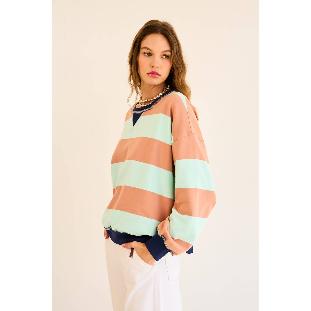 Contrast Striped Sweatshirt