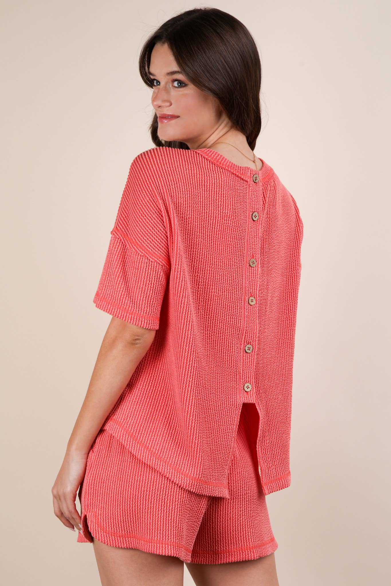 Oversized Two Tone Double Knit Top & Shorts