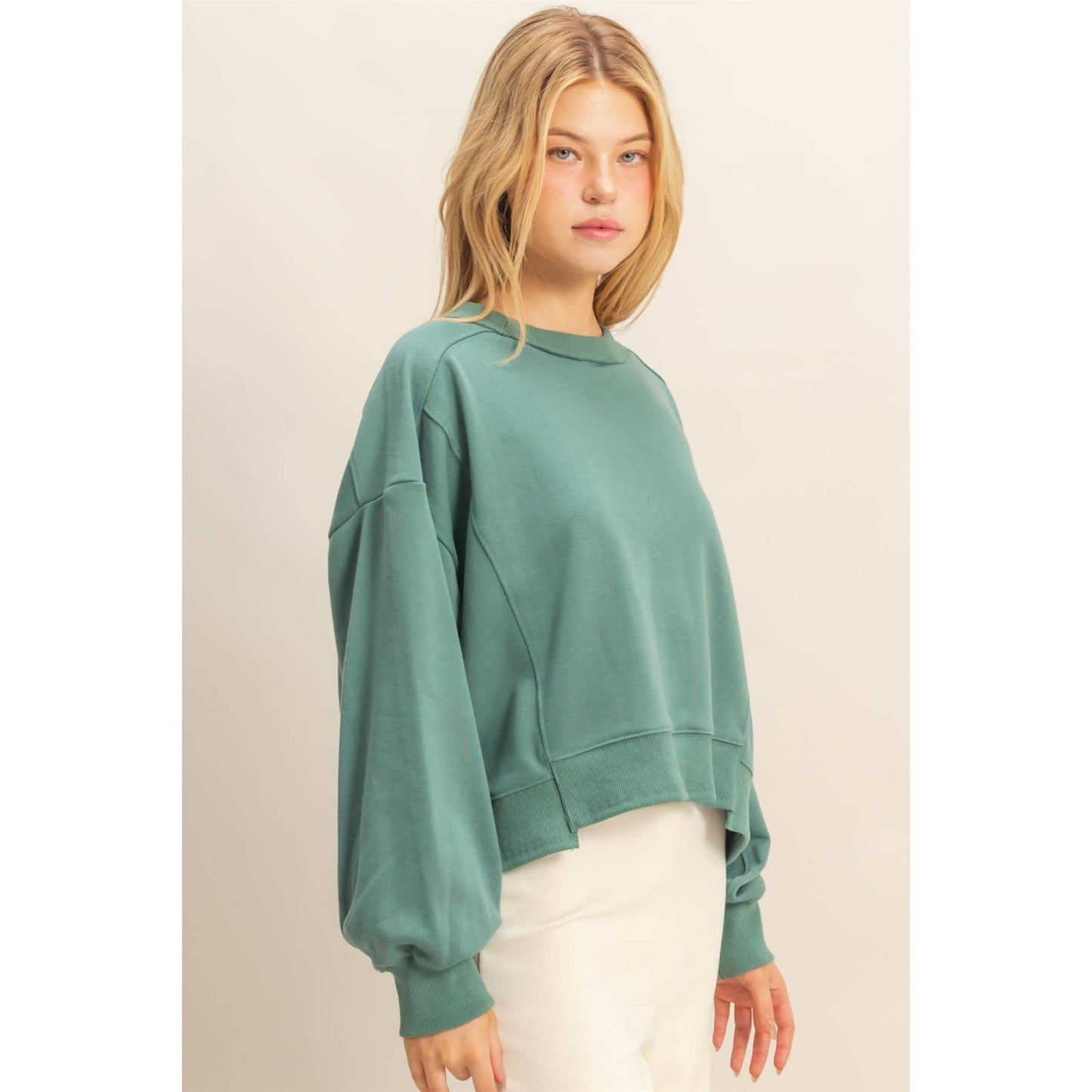 Layered Hem Sweatshirt With Raw Edges