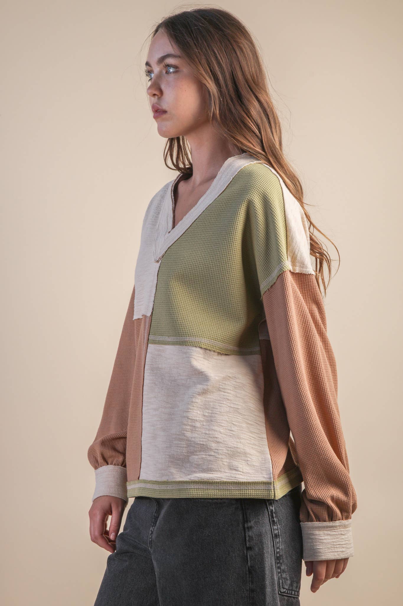Oversized Color Block Casual Knit