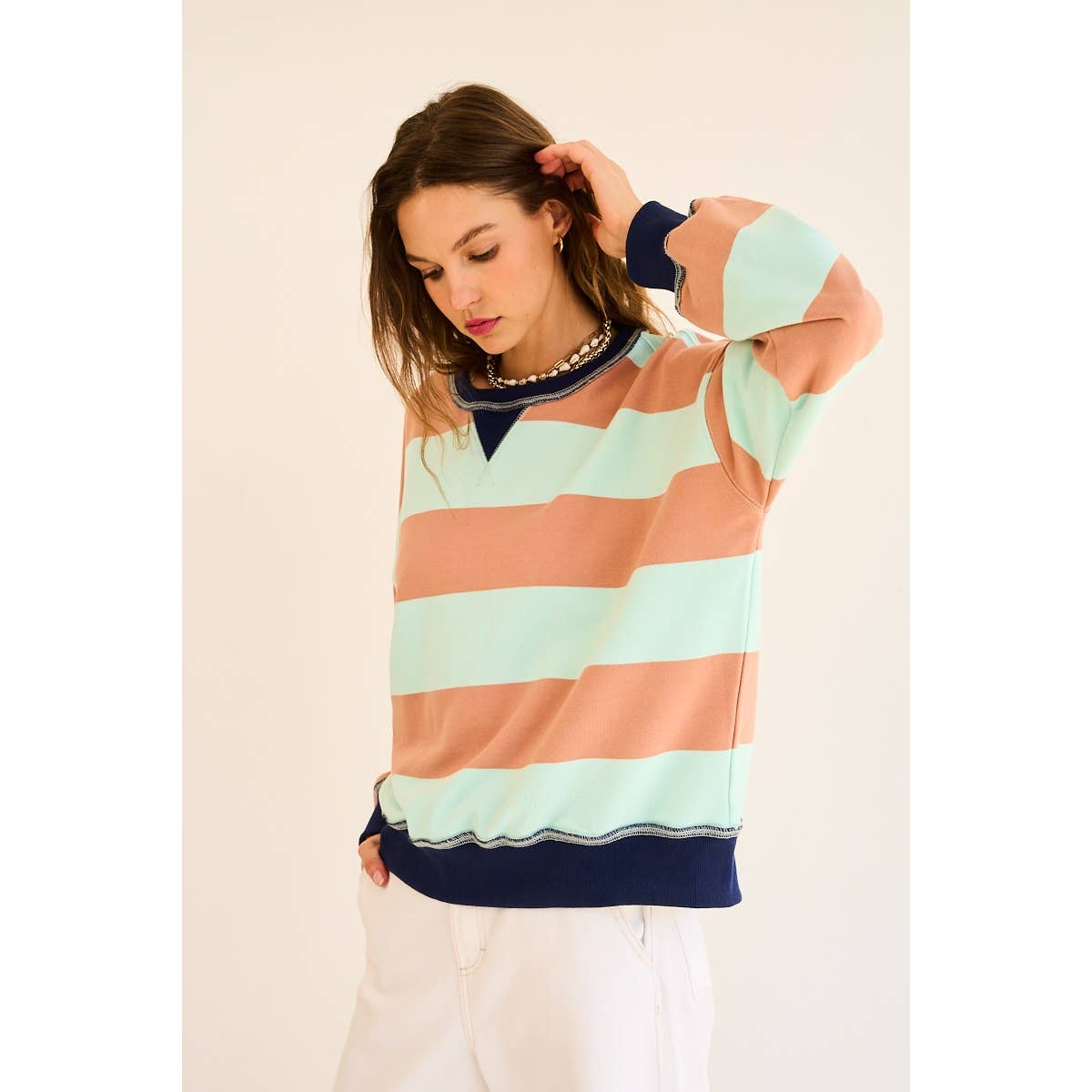 Contrast Striped Sweatshirt