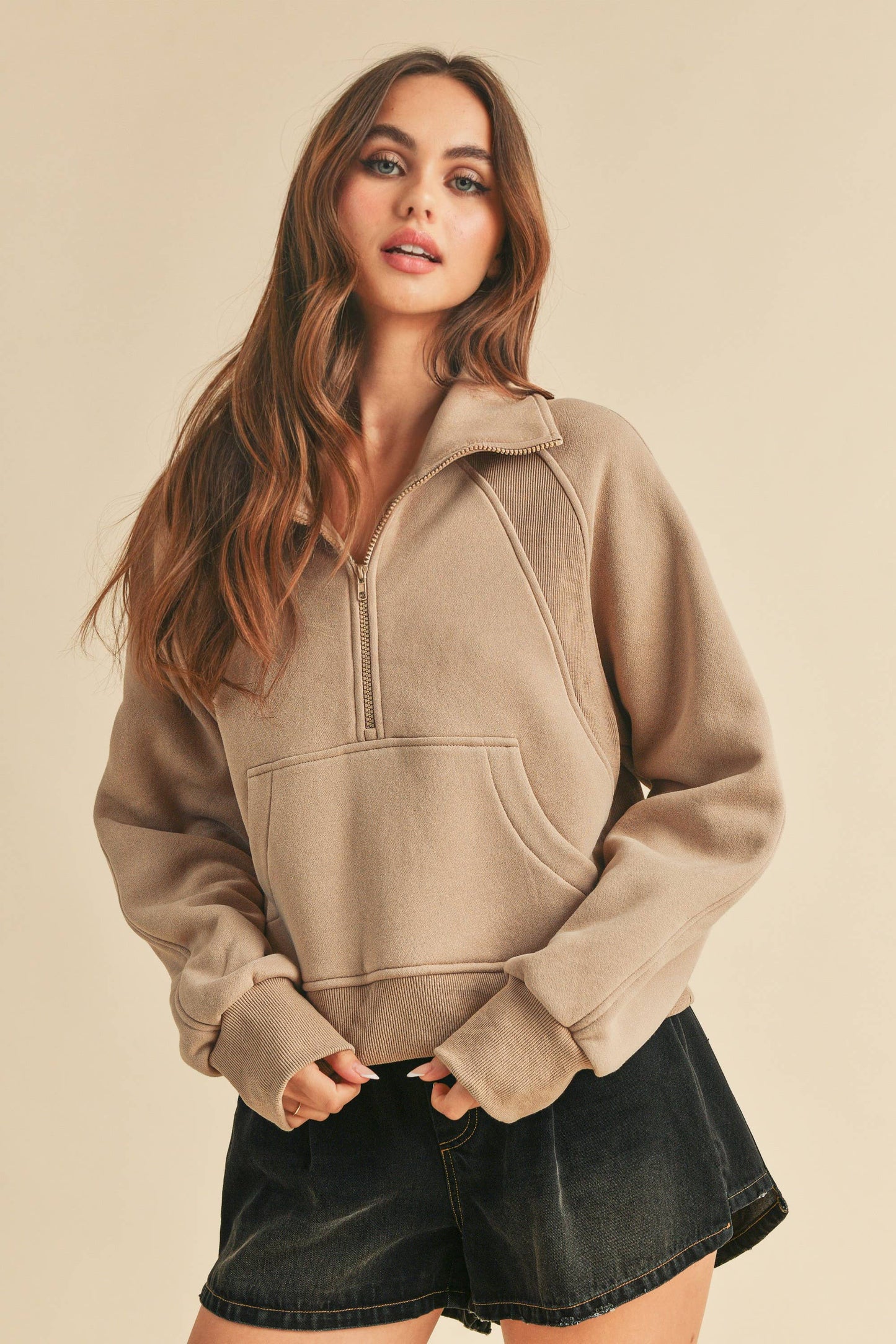 Dove Funnel Neck Half Zip Pullover