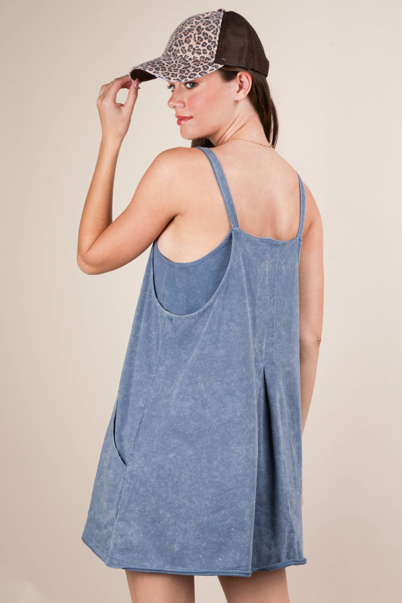 Mineral Washed Knit Mini Dress with Shorts Inside