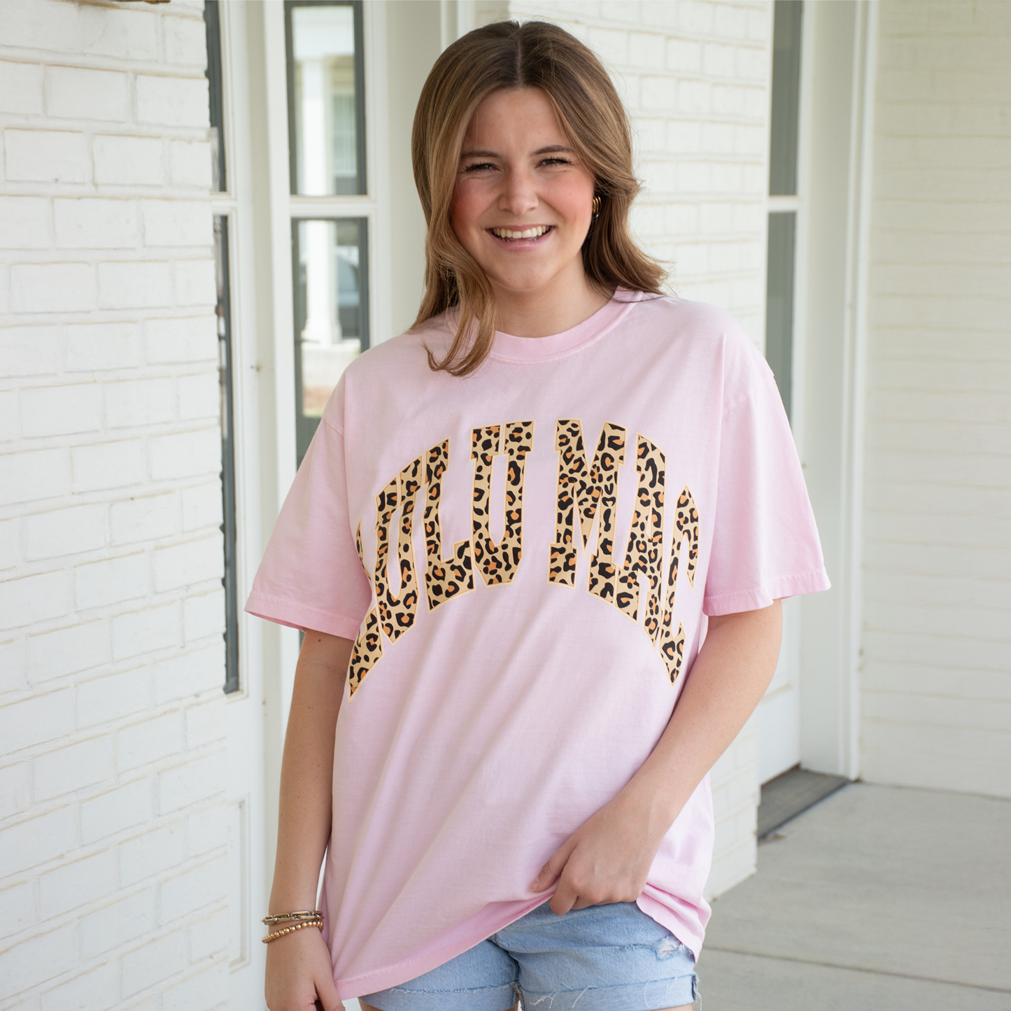 LuLu Mac Leopard Adult Blossom Comfort Colors Tee: Blossom
