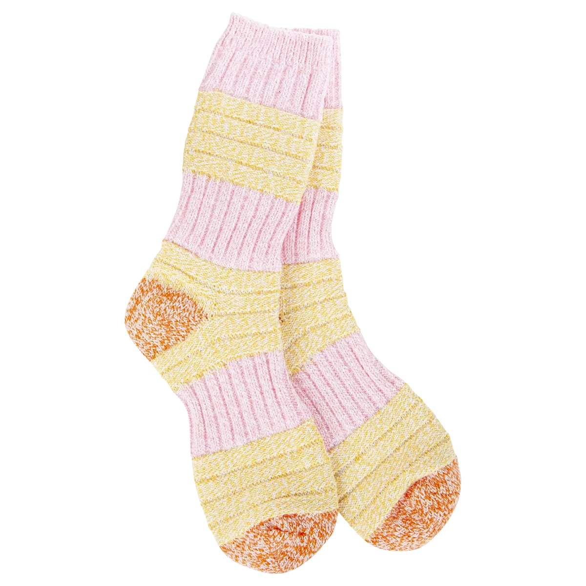 World's Softest® Socks - Weekend Collection Patch Crew Pink/Honey