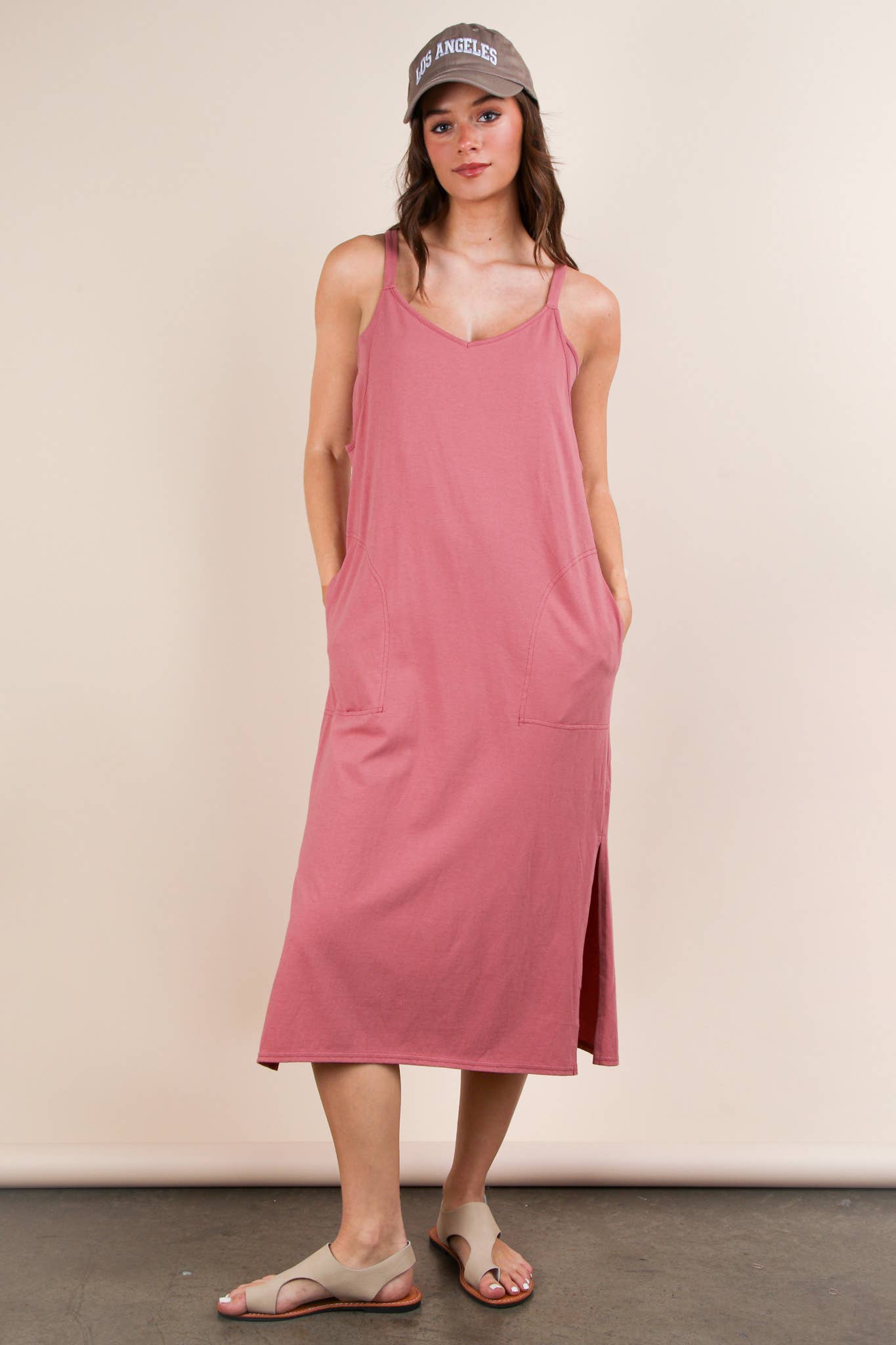 V-Neck Sleeveless Casual Comfy Midi Dress