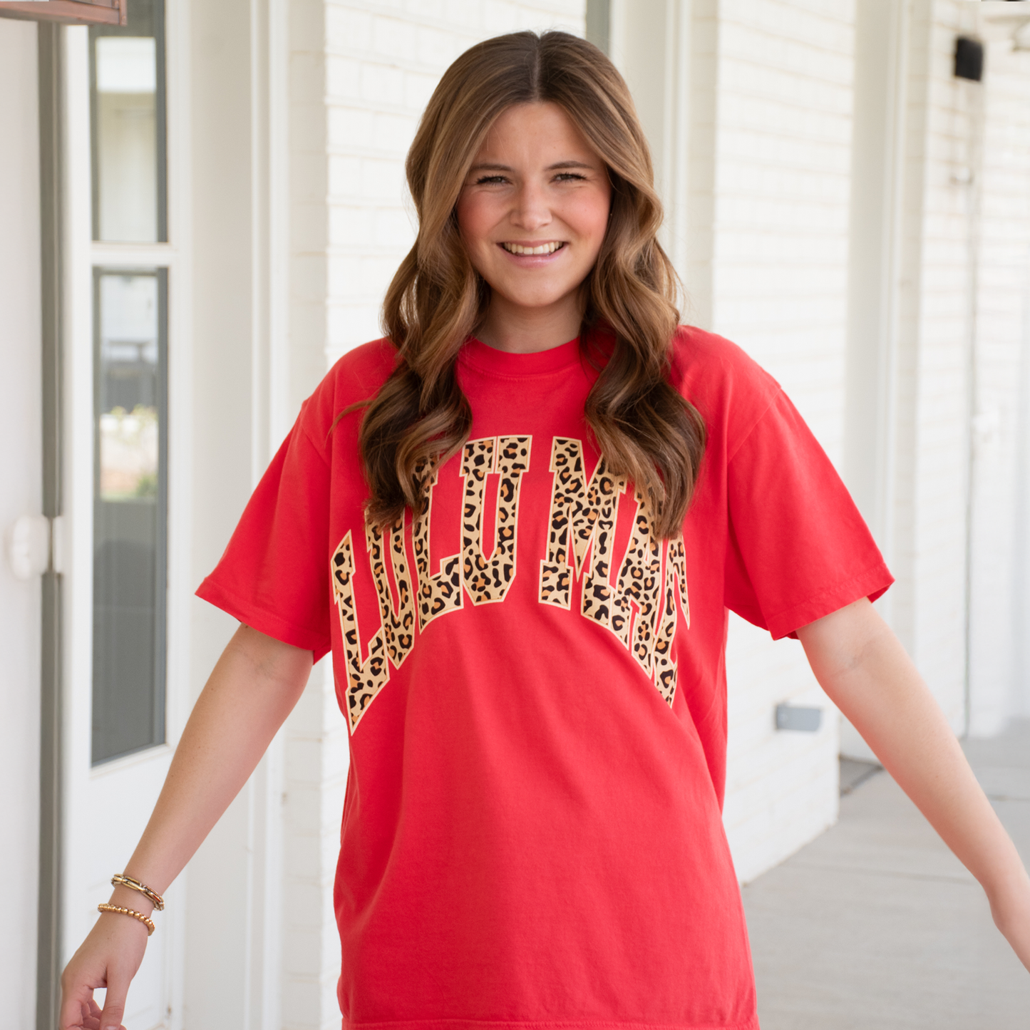 LuLu Mac Leopard Adult Paprika Comfort Colors Tee: Paprika