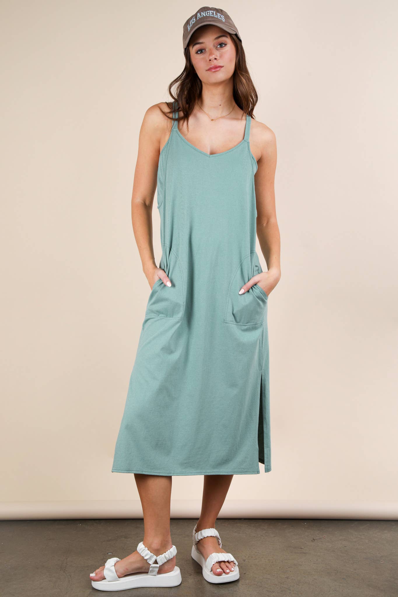 V-Neck Sleeveless Casual Comfy Midi Dress