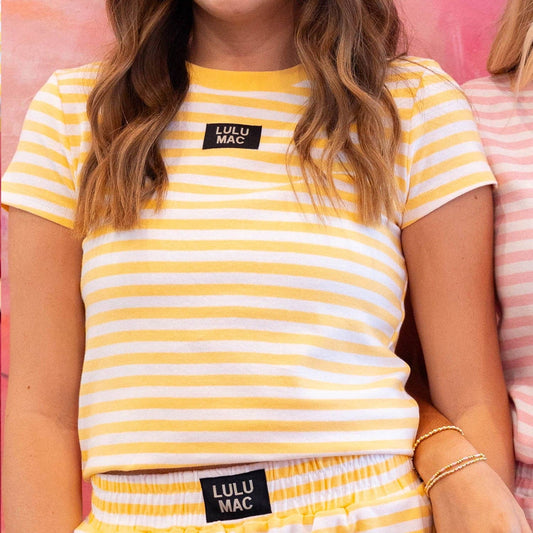 LuLu Mac STRIPE BABY DOLL TOP-YELLOW