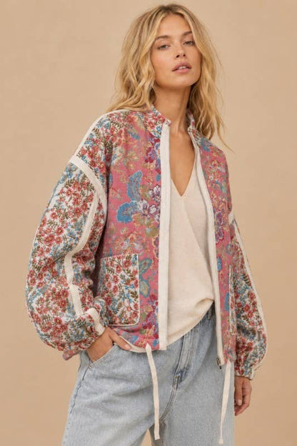 The Floral Quilted Zip-Up Jacket