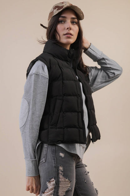 Puffer Padded Warm Vest: BLACK