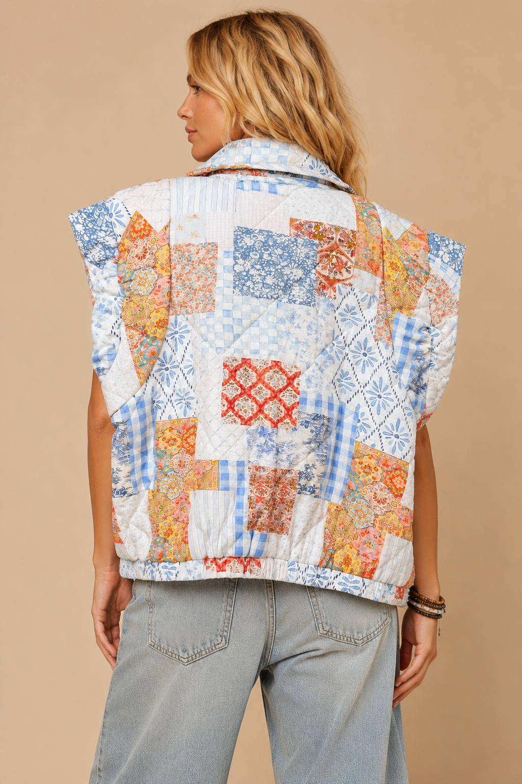 Patchwork Puffer Vest