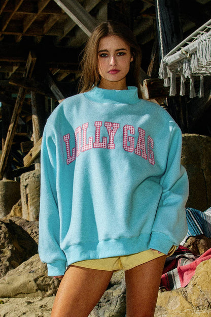 DILLY DALLY Reversible Mockneck Sweatshirt Sky Blue