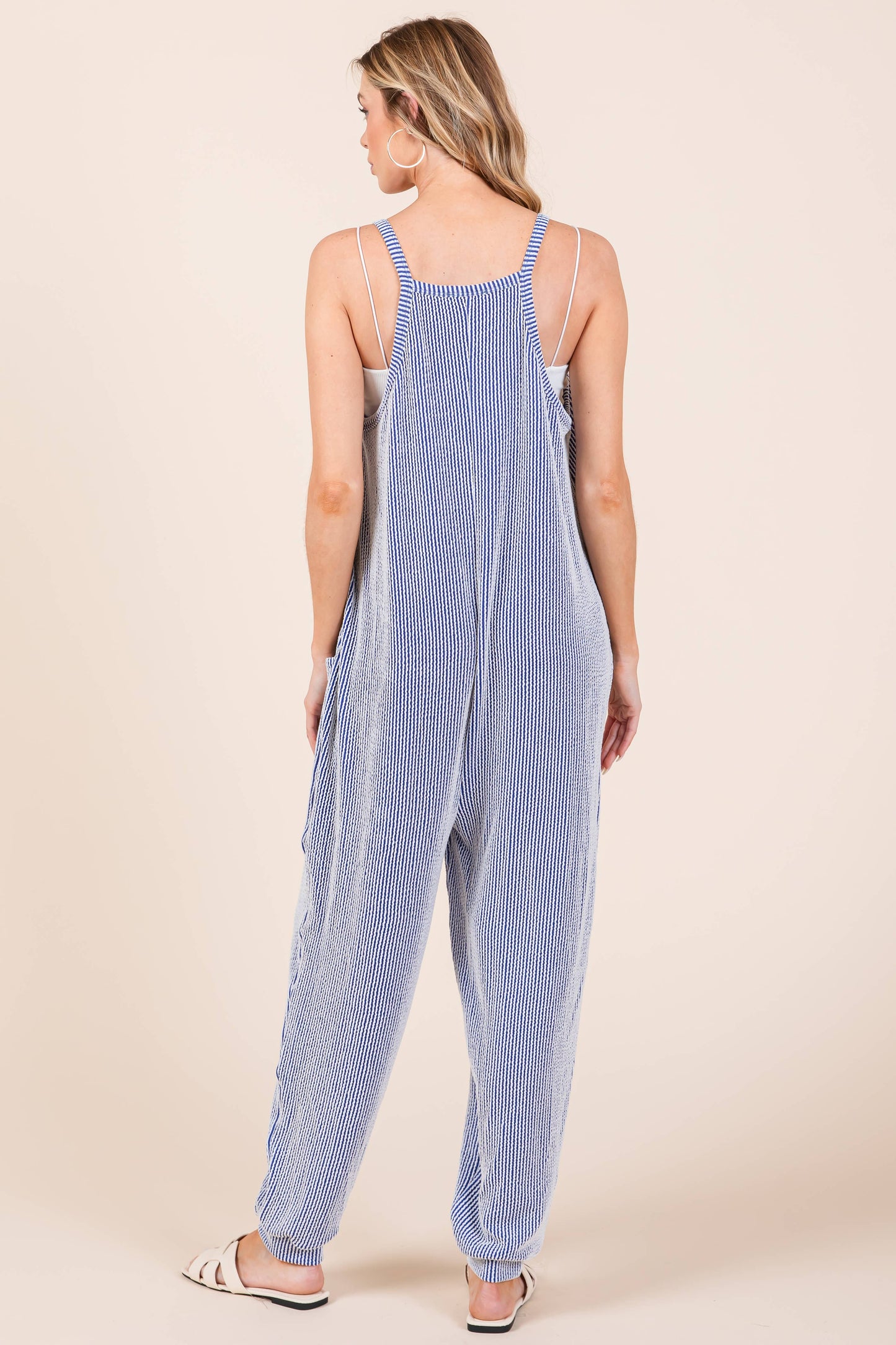 WOMEN'S SLEEVELESS RIB JUMPSUIT: Royal Blue