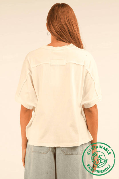 ECO Oversized Crop Comfy Knit Top: WHITE