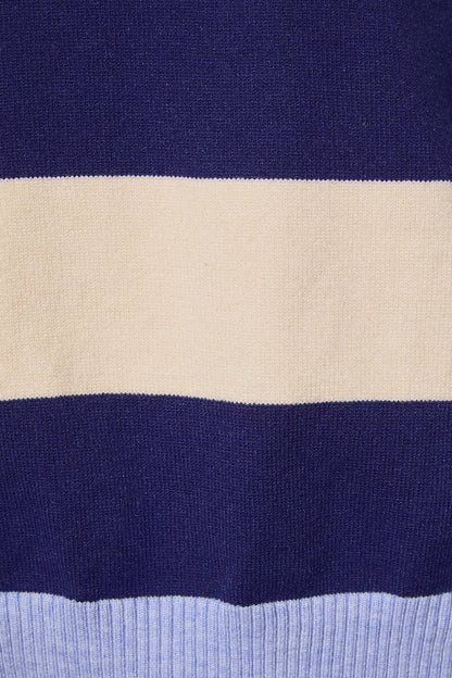 ROUND NECK LONG SLEEVE STRIPE SWEATER