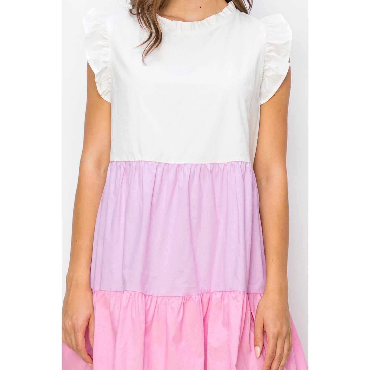 Poplin Color Block Mini Dress