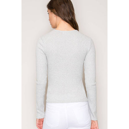 Crew Neck Long Sleeve Rib Top