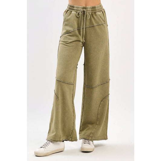 ASYMMETRIC SEAM MINERAL WASH PANTS