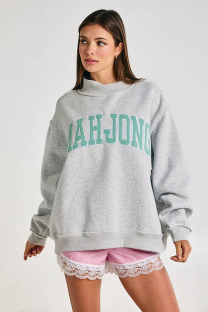 Mahjong Embroidery Sweatshirt: Kelly Green