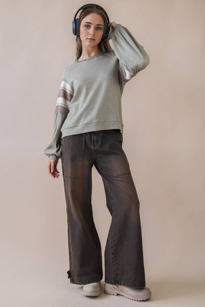 Oversized Color Block Comfy Casual Knit Top