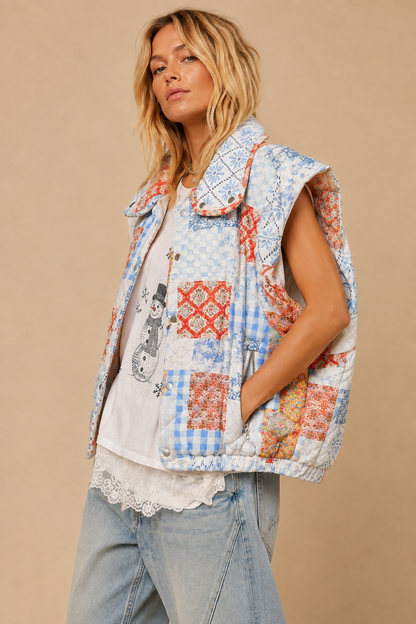 Patchwork Puffer Vest