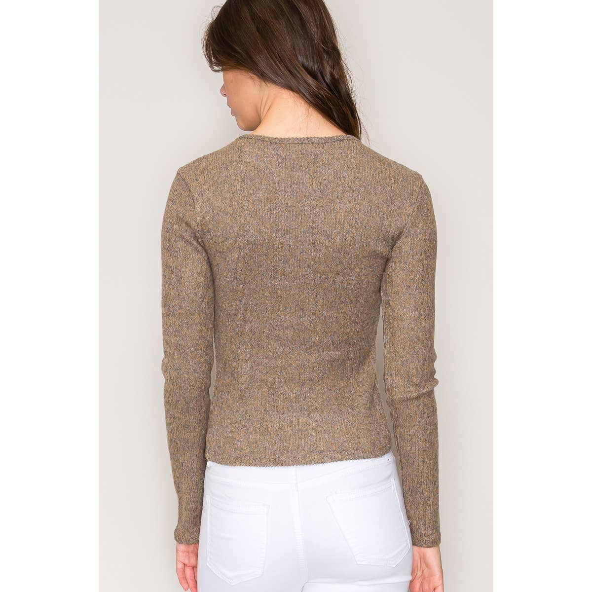 Crew Neck Long Sleeve Rib Top