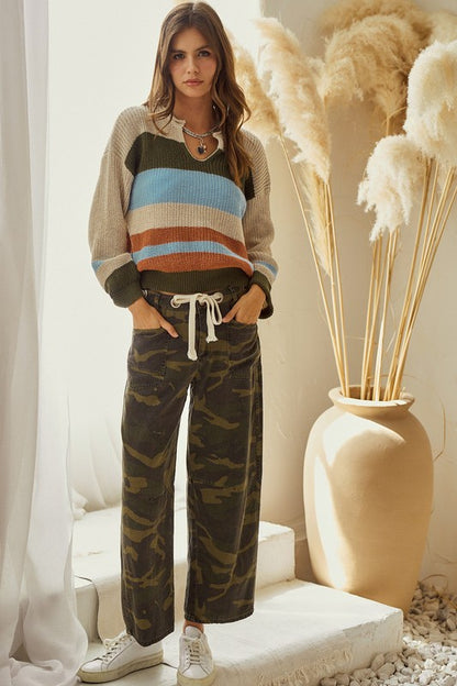 Camo Relaxed Fit Rope String Pants