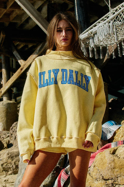 DILLY DALLY Reversible Mockneck Sweatshirt: Butter Yellow