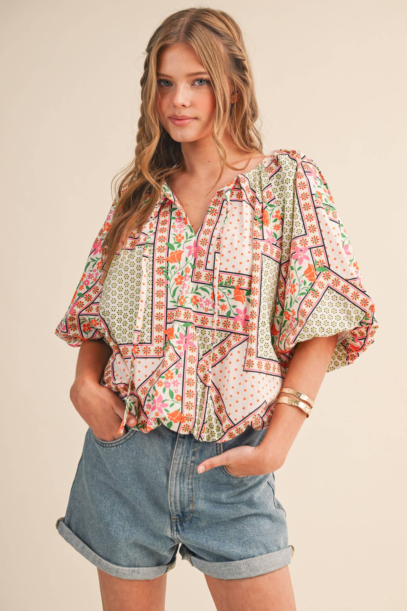 EXCLUSIVE FLORAL PRINT BUBBLE TOP