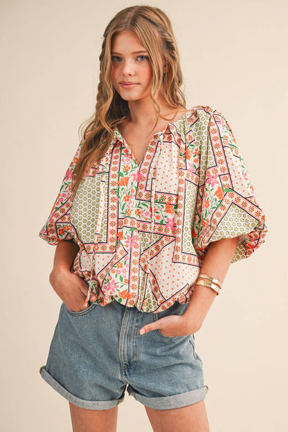 EXCLUSIVE FLORAL PRINT BUBBLE TOP
