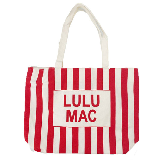 Lulu Mac Canvas Tote:Red/White Stripe