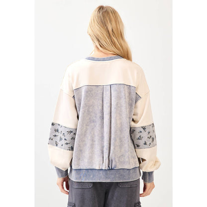WASHED FLOWER PRINT COLOR BLOCK