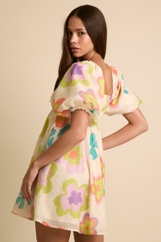 Shorts Puff Bubble Sleeve Mini Dress