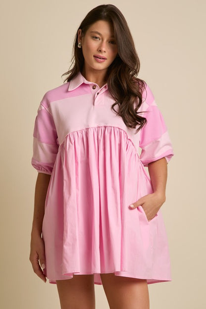Short Sleeve Mini Dress With Side Pocket