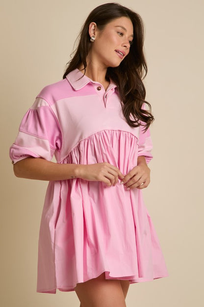 Short Sleeve Mini Dress With Side Pocket