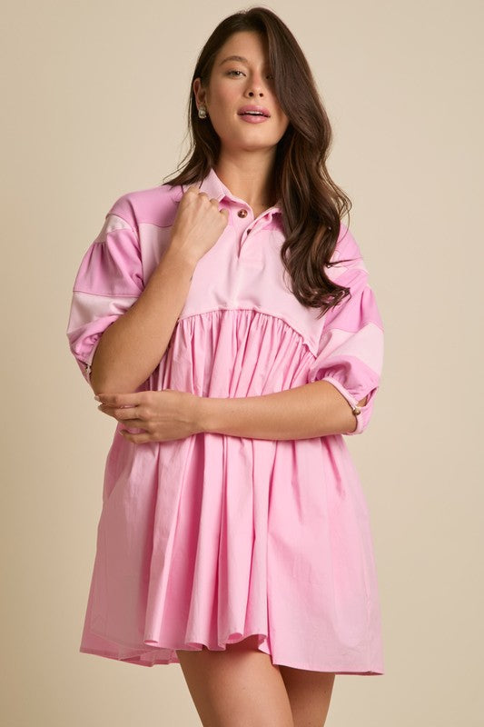 Short Sleeve Mini Dress With Side Pocket