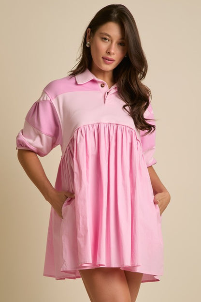 Short Sleeve Mini Dress With Side Pocket