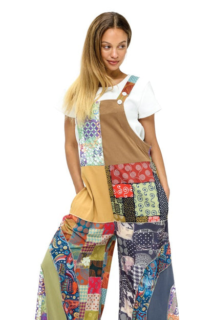 Hippie Overall Cozy Colorblock Knit Patchwork (Copy)