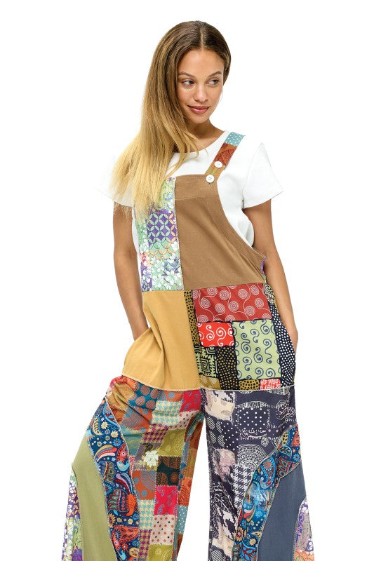 Hippie Overall Cozy Colorblock Knit Patchwork (Copy)